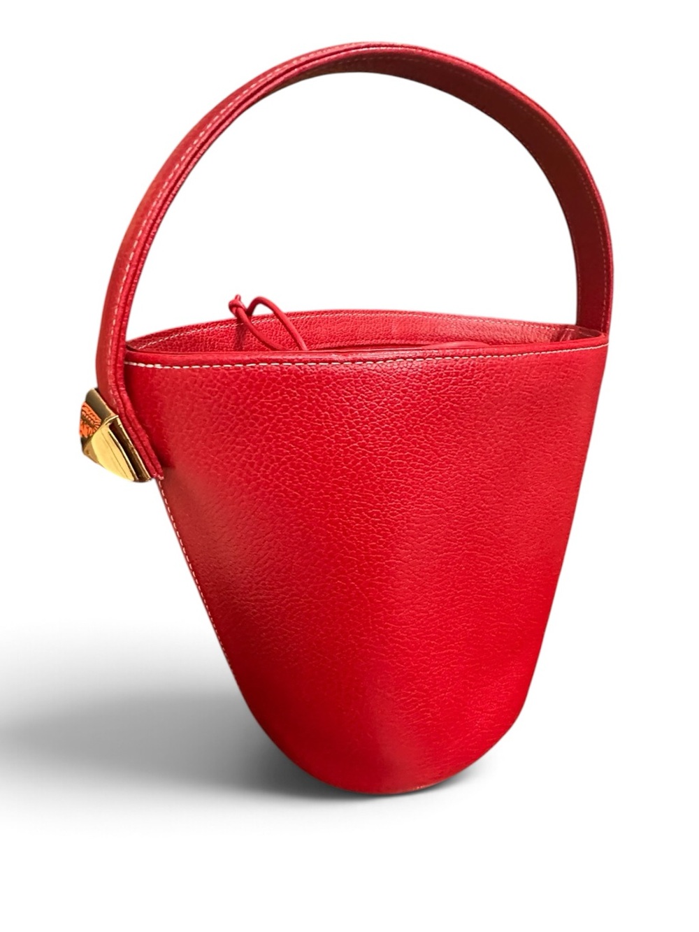 Vintage Yurie Nitani Red Pebbled Leather Bucket Bag